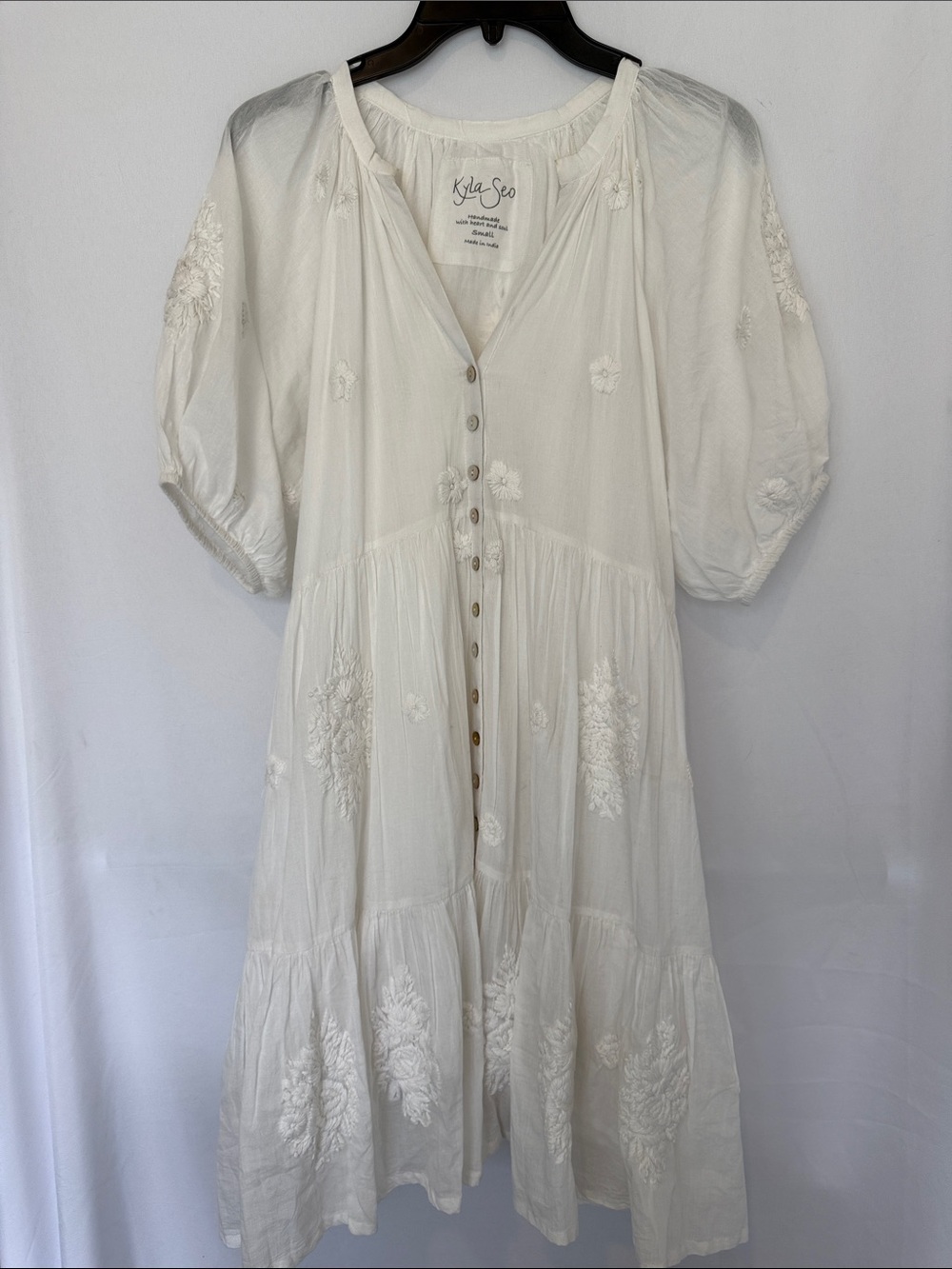 Kyla Seo Cream Embroidered Button-Front Maxi Dress